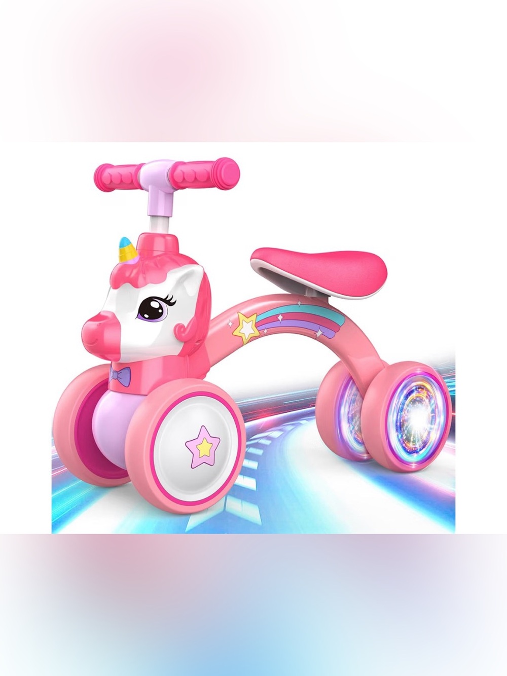 NEW Girls Unicorn Baby/toddler Balance Bike Pink Ride On Toy Light Up wheels.